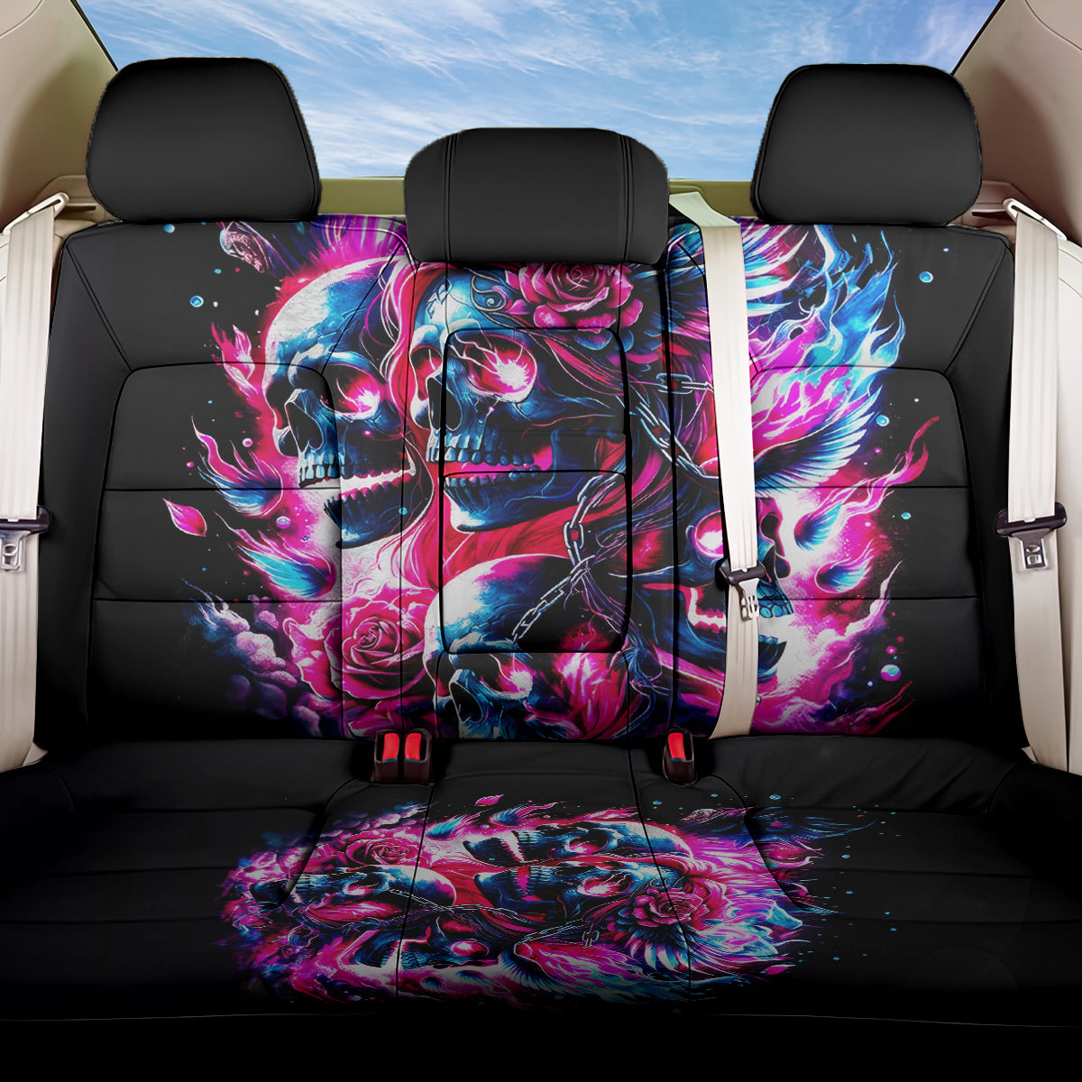 Flame Skull Back Car Seat Cover The Good Girl In Me Got Tired Of The Bullshit - Wonder Print Shop