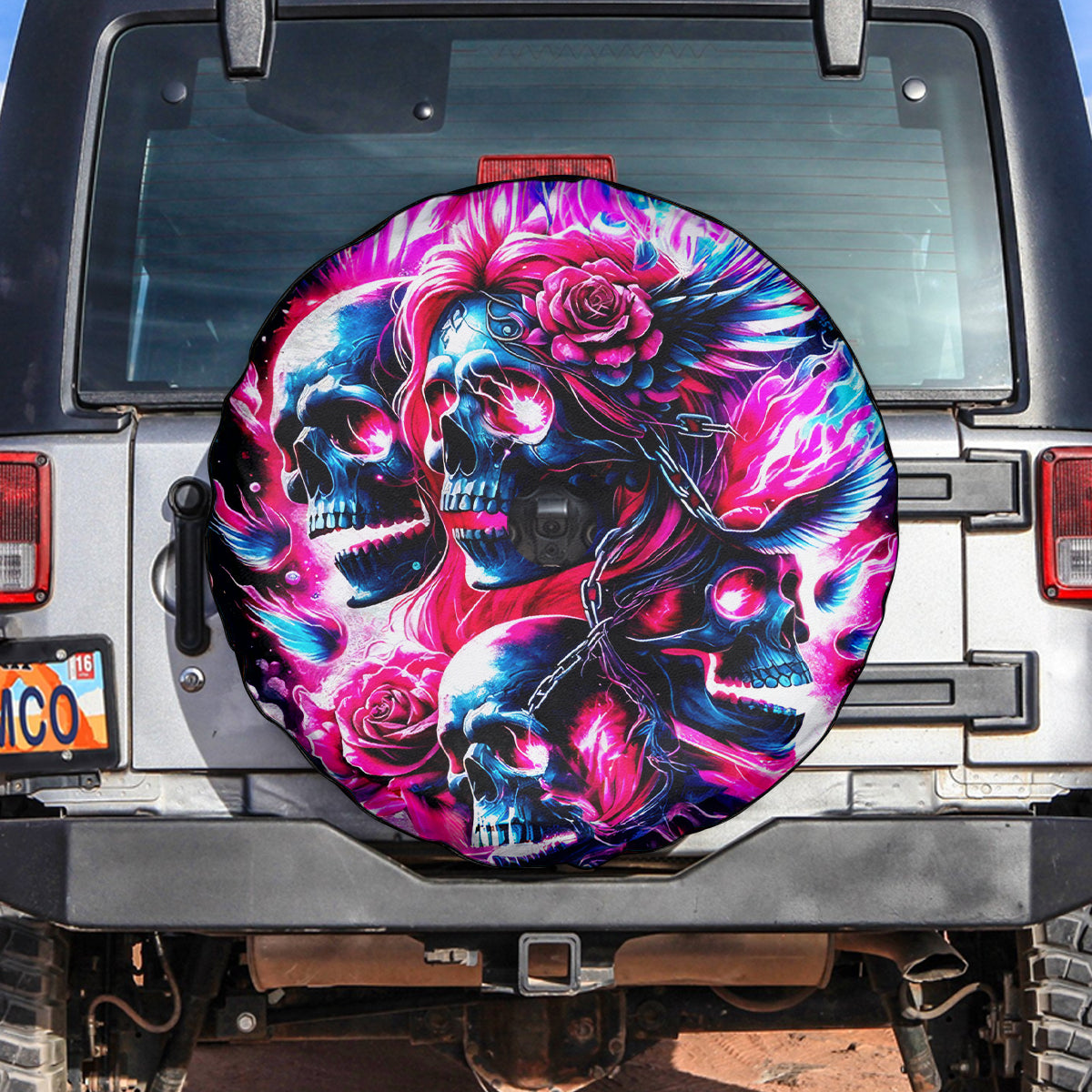 Flame Skull Spare Tire Cover The Good Girl In Me Got Tired Of The Bullshit - Wonder Print Shop