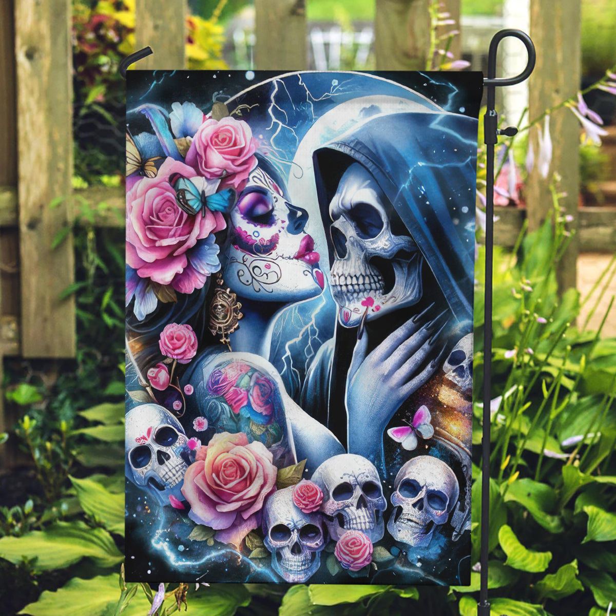 Couple Skull Garden Flag From Our Firse Kiss - Wonder Print Shop