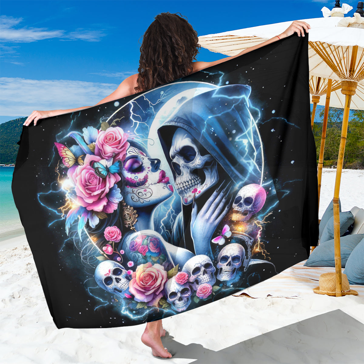 Couple Skull Sarong From Our Firse Kiss - Wonder Print Shop