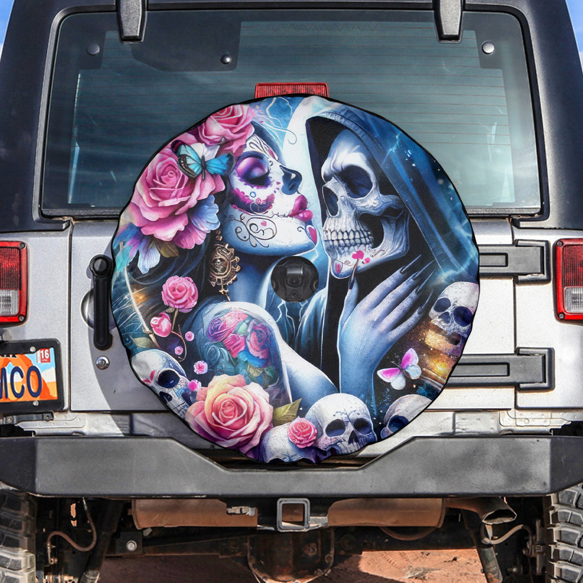 Couple Skull Spare Tire Cover From Our Firse Kiss - Wonder Print Shop