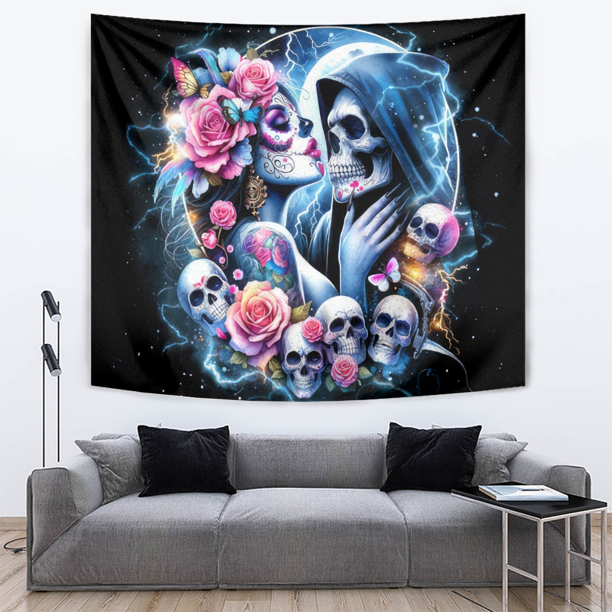 Couple Skull Tapestry From Our Firse Kiss