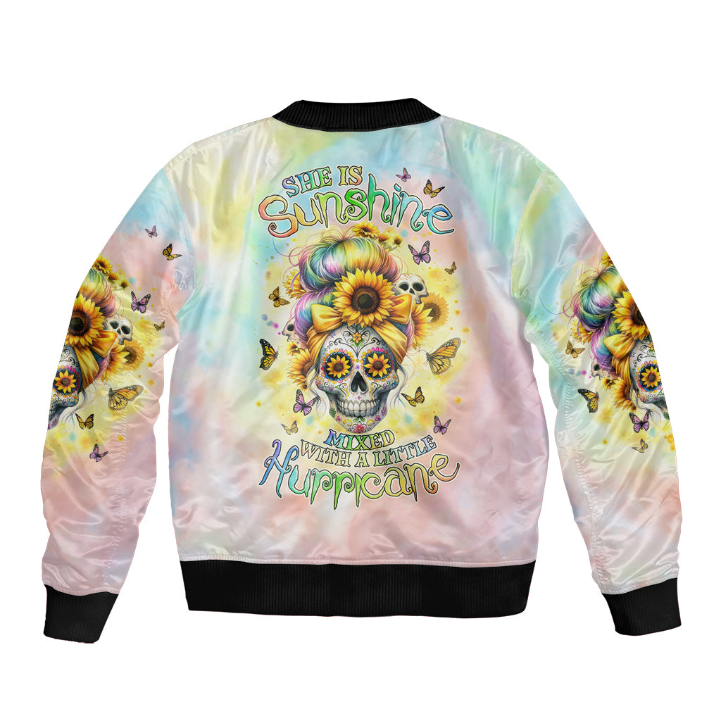 Sunflower Skull Bomber Jacket She Is Sunshine Mixed With A Little Hurricane - Wonder Print Shop