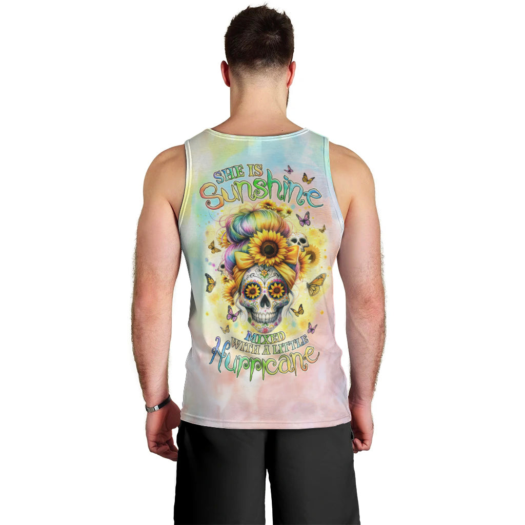 Sunflower Skull Men Tank Top She Is Sunshine Mixed With A Little Hurricane - Wonder Print Shop