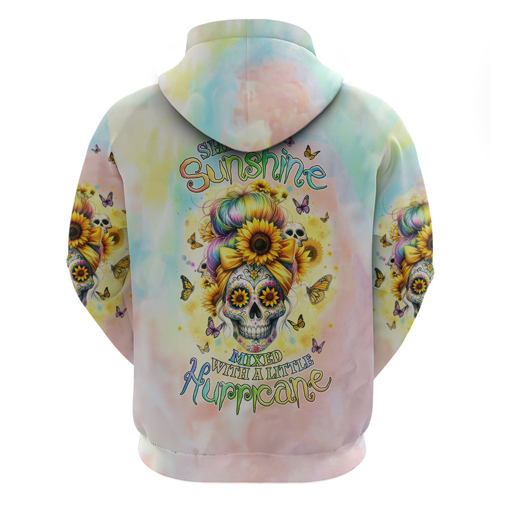 Sunflower Skull Zip Hoodie She Is Sunshine Mixed With A Little Hurricane - Wonder Print Shop