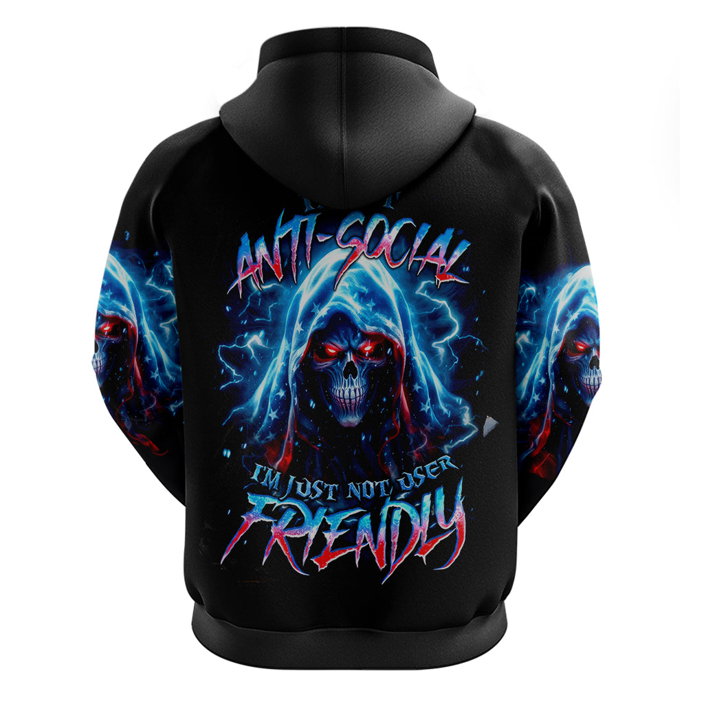 Thunder Skull Zip Hoodie I'm Not Anti Social I'm Just Not User Friendly - Wonder Print Shop