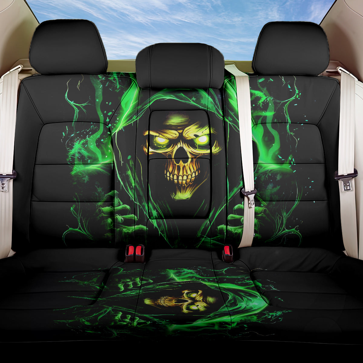 Flame Skull Back Car Seat Cover Of Course I'm Going To Hell I'm Just Here To Pick You Up - Wonder Print Shop