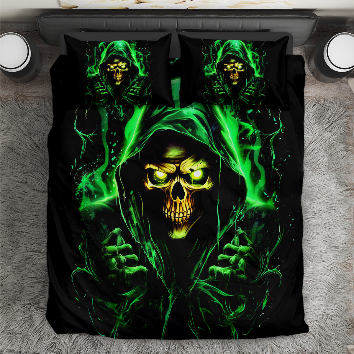 Flame Skull Bedding Set Of Course I'm Going To Hell I'm Just Here To Pick You Up - Wonder Print Shop