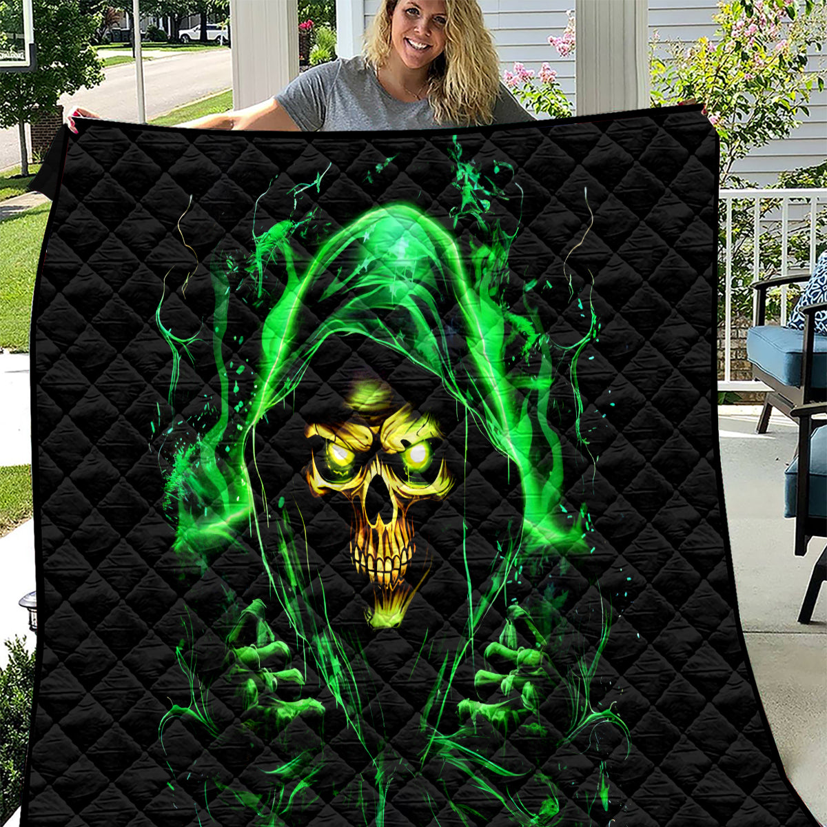 Flame Skull Quilt Of Course I'm Going To Hell I'm Just Here To Pick You Up