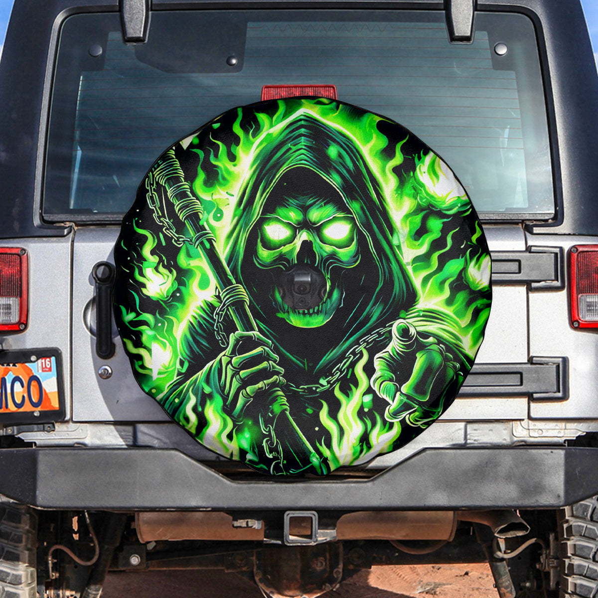 Flame Reaper Skull Spare Tire Cover Stop Asking Why I'm An Asshole I Don't Ask Why You So Stupid - Wonder Print Shop