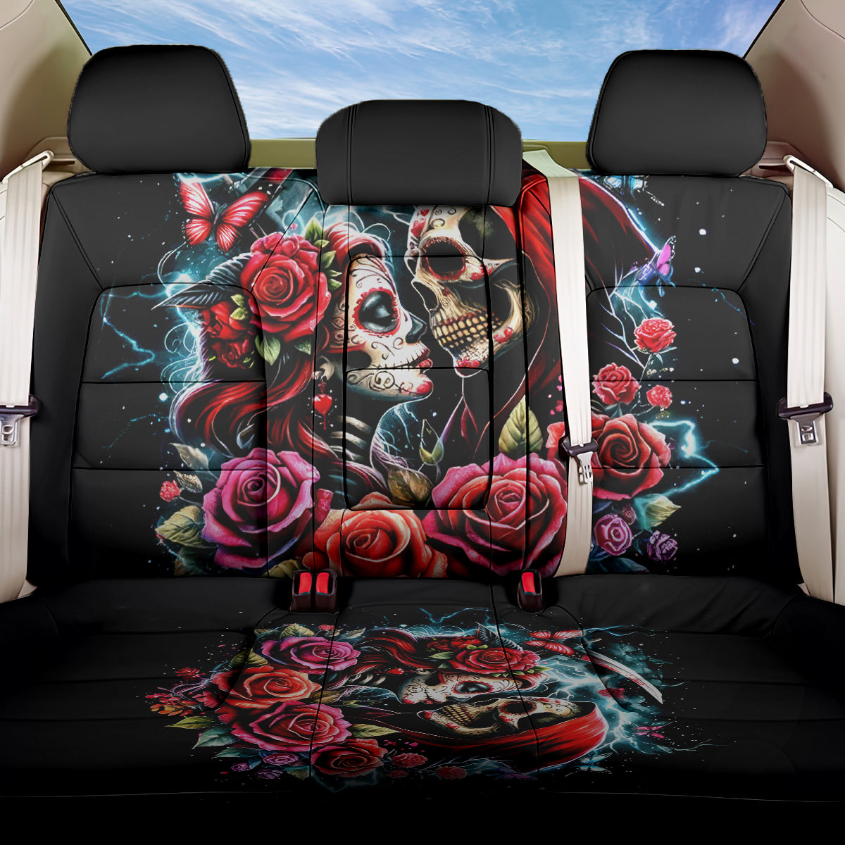 Couple Skull Back Car Seat Cover From Our Firse Kiss - Wonder Print Shop