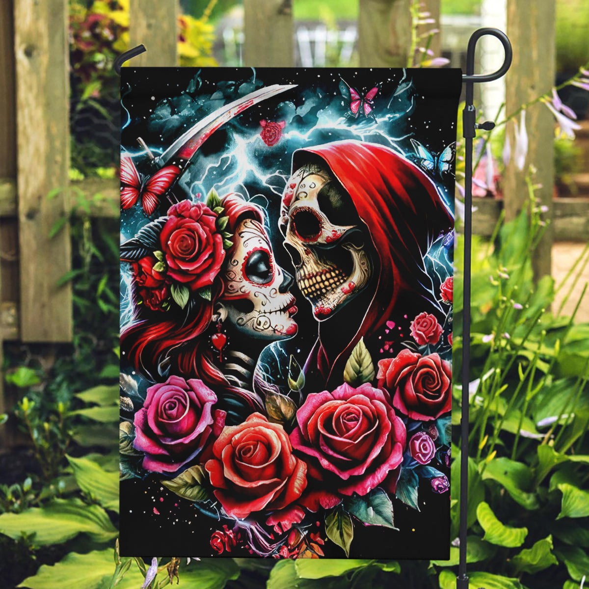 Couple Skull Garden Flag From Our Firse Kiss - Wonder Print Shop