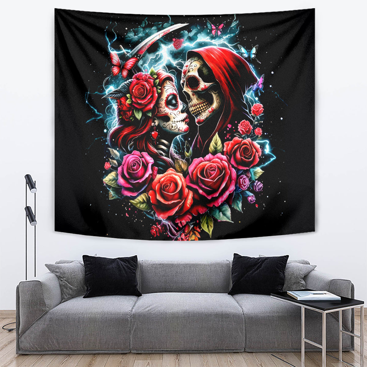 Couple Skull Tapestry From Our Firse Kiss