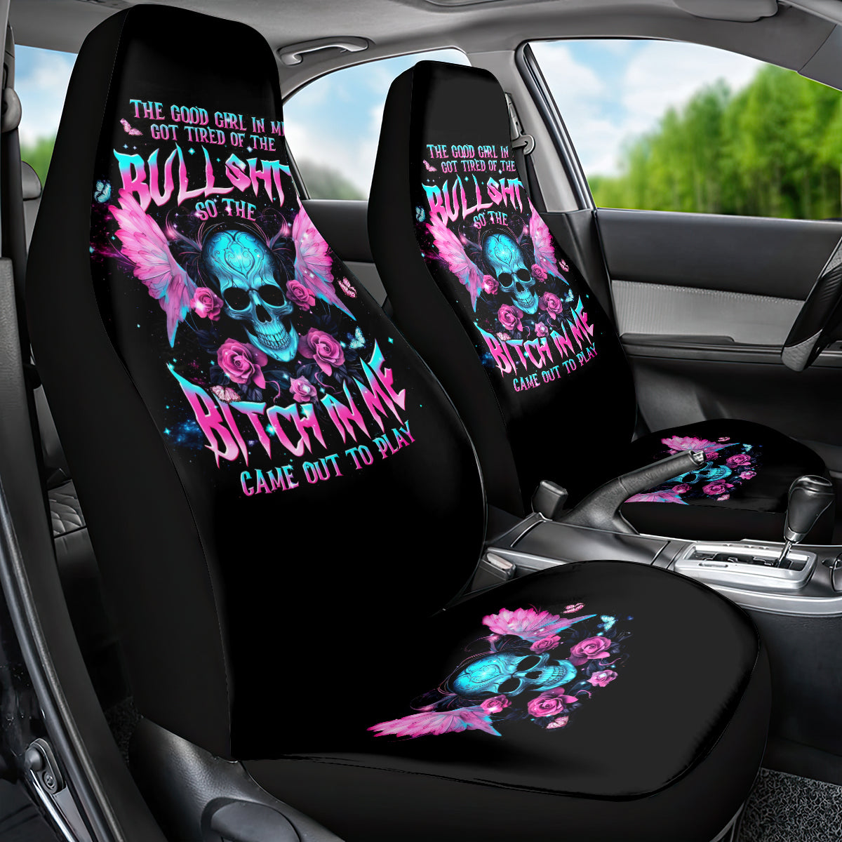 Fairy Skull Car Seat Cover The Good Girl In Me Got Tired Of The Bullshit - Wonder Print Shop