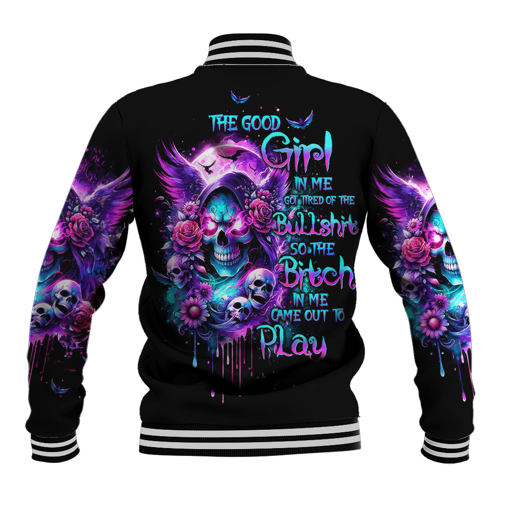 Fairy Skull Baseball Jacket The Good Girl In Me Got Tired Of The Bullshit - Wonder Print Shop