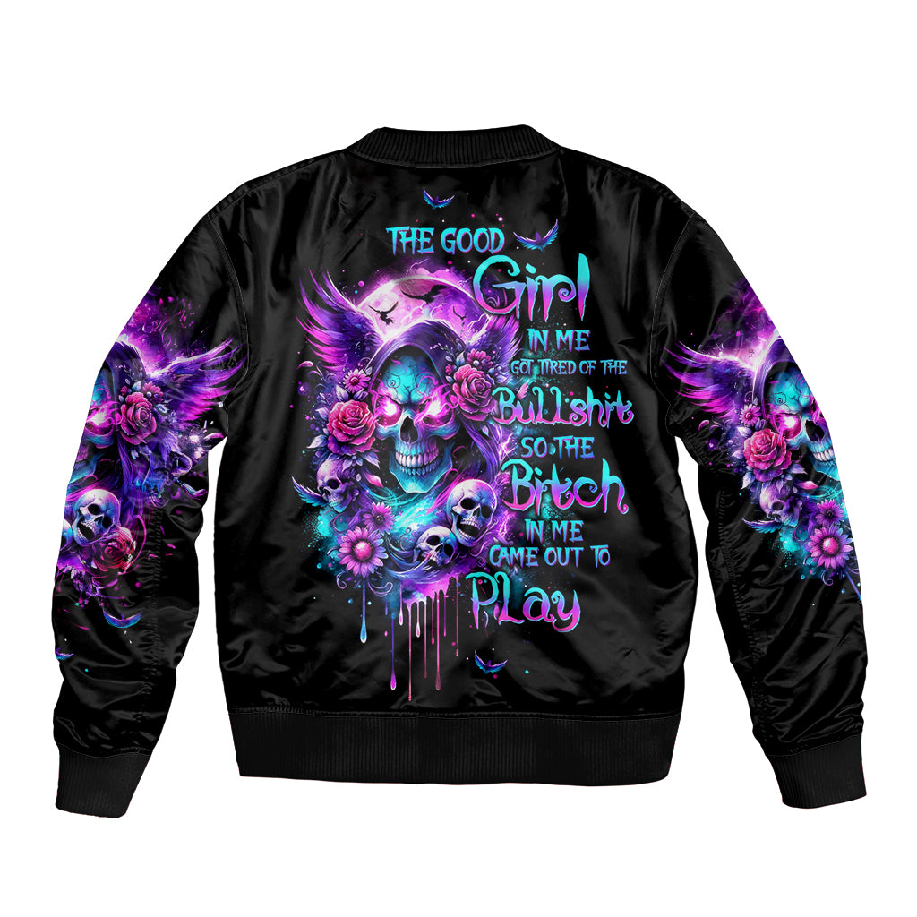 Fairy Skull Bomber Jacket The Good Girl In Me Got Tired Of The Bullshit - Wonder Print Shop