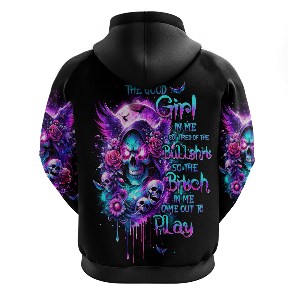 Fairy Skull Zip Hoodie The Good Girl In Me Got Tired Of The Bullshit - Wonder Print Shop