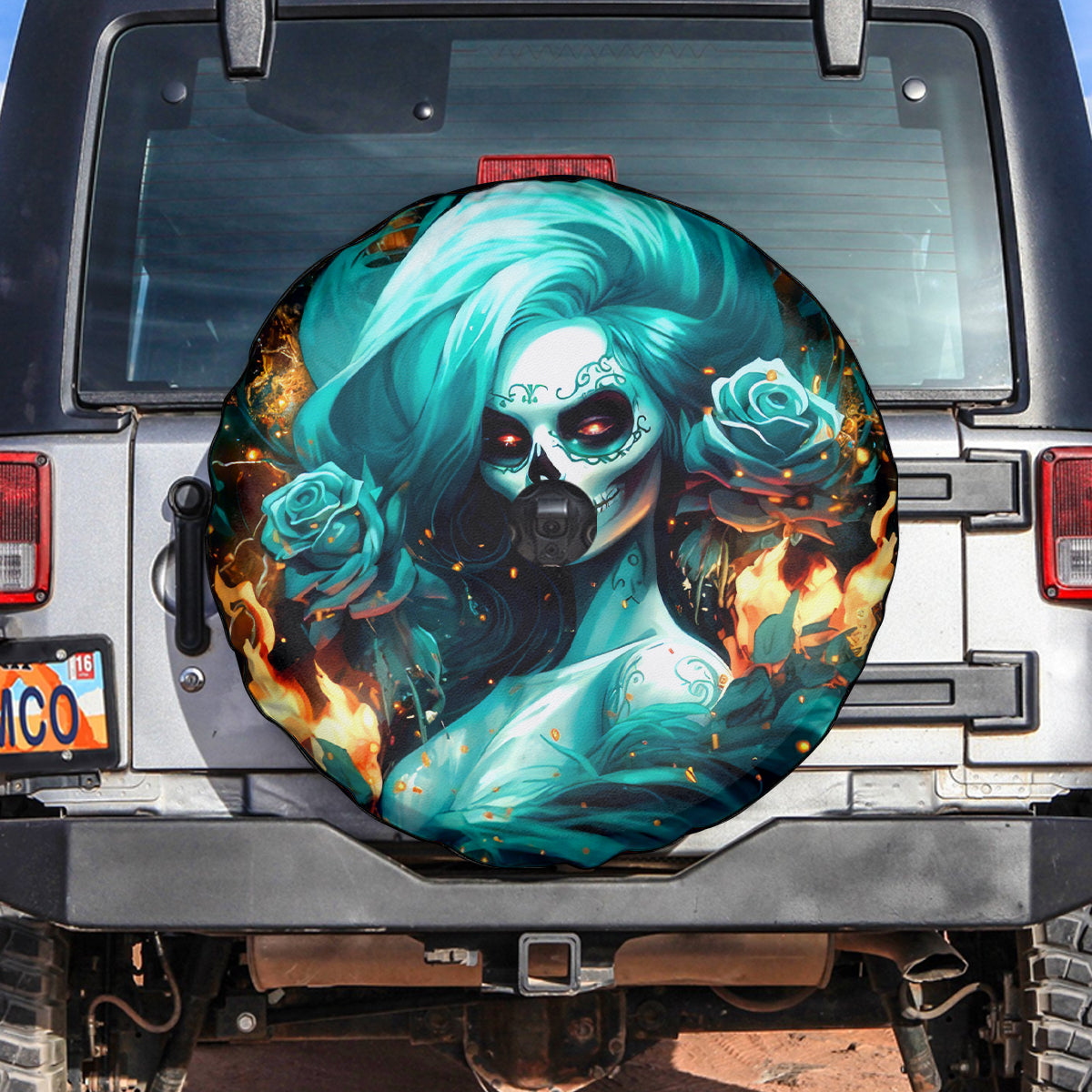 Flame Girl Skull Spare Tire Cover Assuming I Was Like Most Girls Was Your First Mistake - Wonder Print Shop