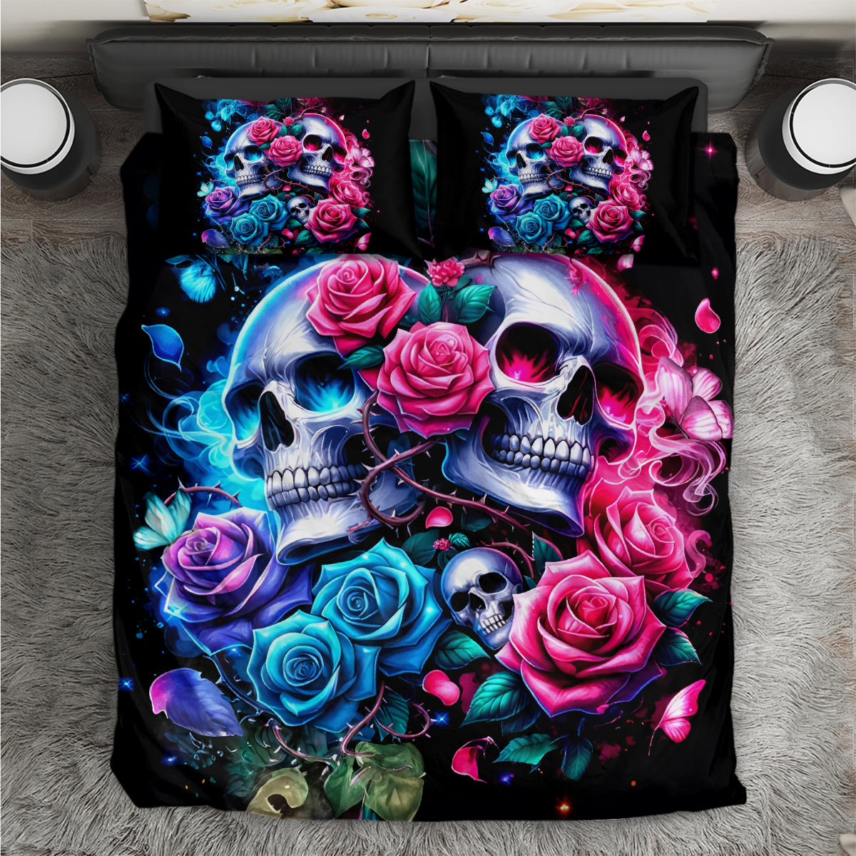 Couple Skull Bedding Set I Could Be Your Best Friend Or Your Worst Fucking Enemy - Wonder Print Shop