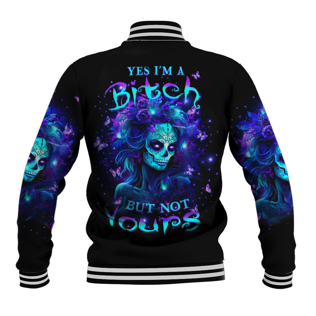 Skull Girl Baseball Jacket Yes I'm A Bitch But Not Yours - Wonder Print Shop