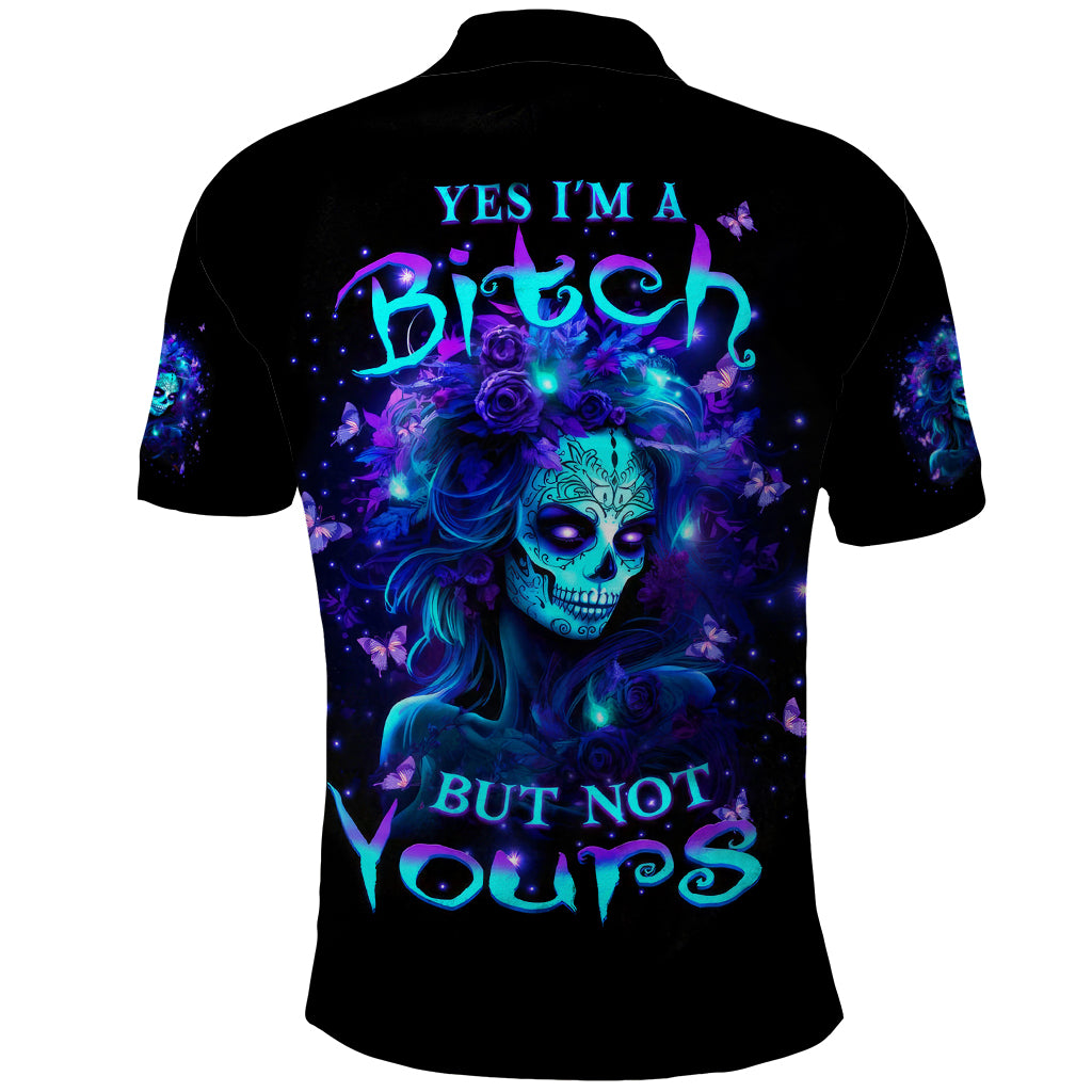 Skull Girl Polo Shirt Yes I'm A Bitch But Not Yours - Wonder Print Shop