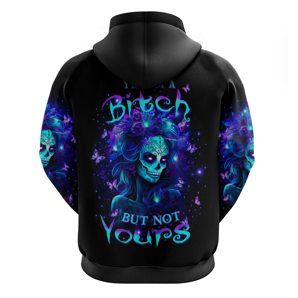 Skull Girl Zip Hoodie Yes I'm A Bitch But Not Yours - Wonder Print Shop