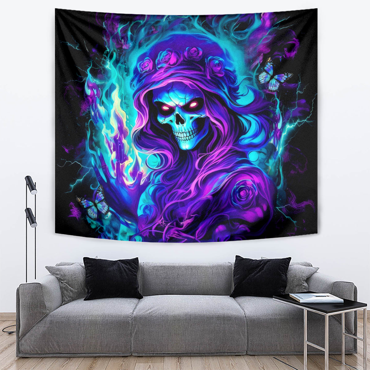 Flame Girl Skull Tapestry The Good Girl In Me Got Tired Of The Bullshit