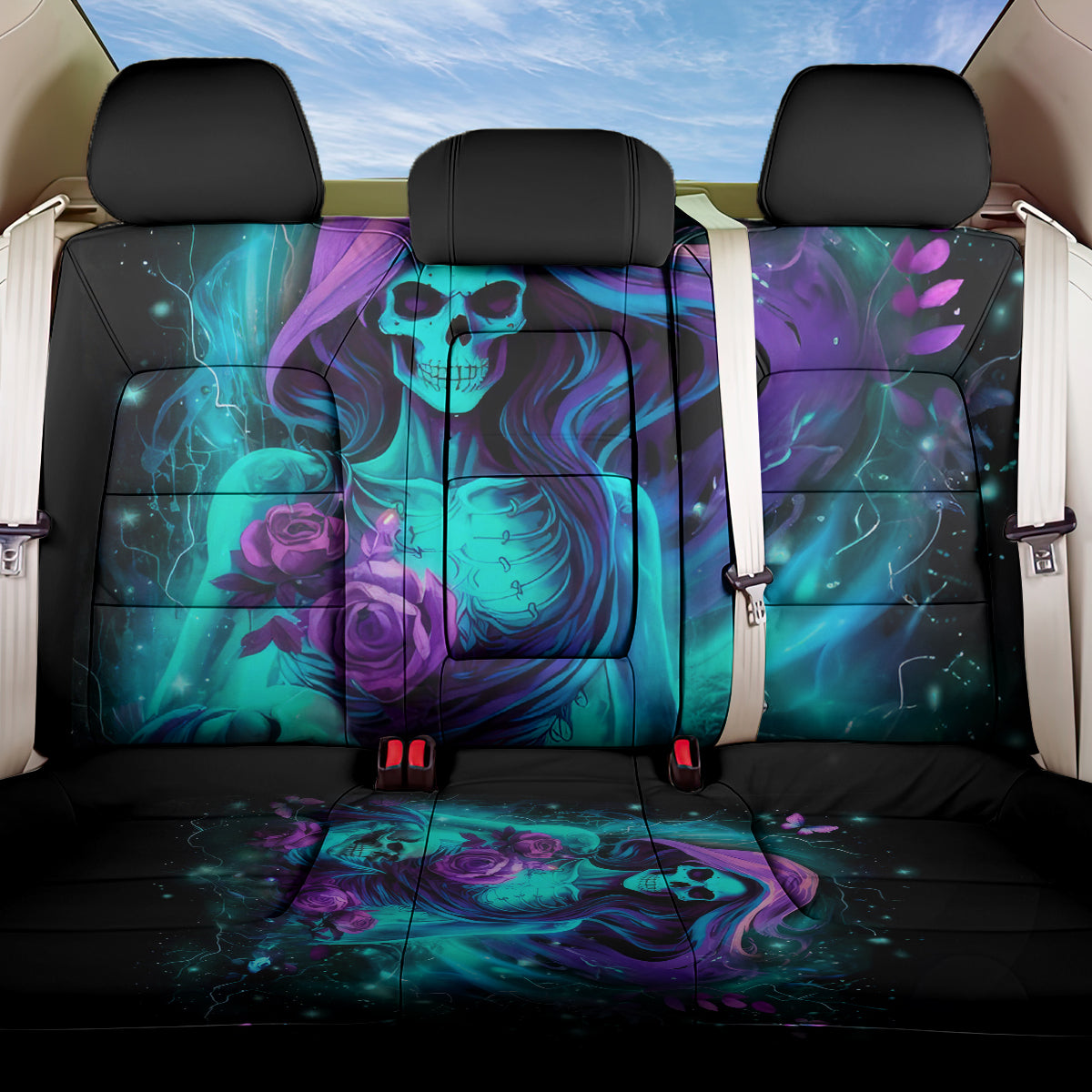 Flame Girl Skull Back Car Seat Cover The Good Girl In Me Got Tired Of The Bullshit - Wonder Print Shop