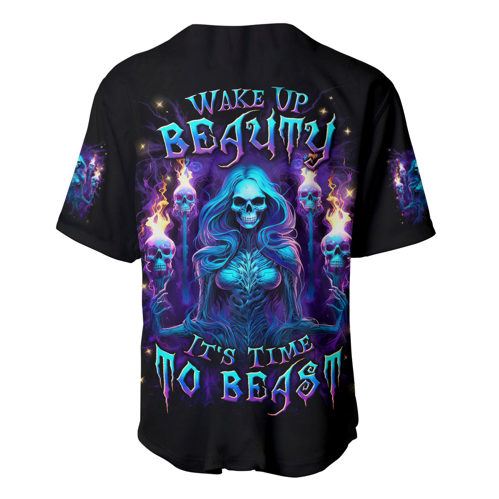 Witch Skull Baseball Jersey Wake Up Beasuty I't Time To Beast - Wonder Print Shop