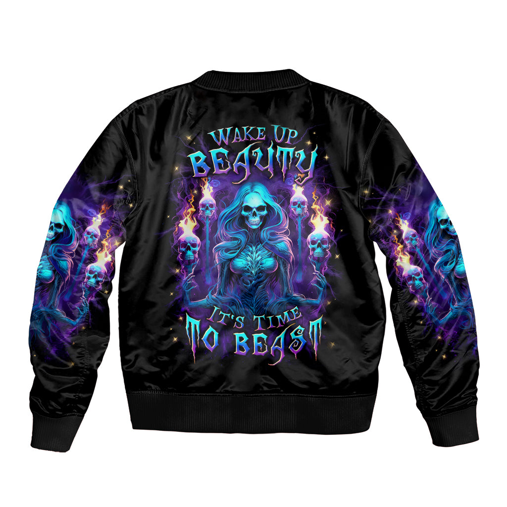 Witch Skull Bomber Jacket Wake Up Beasuty I't Time To Beast - Wonder Print Shop