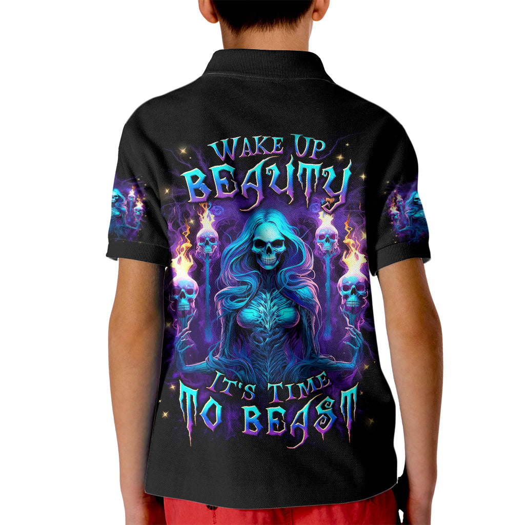 Witch Skull Kid Polo Shirt Wake Up Beasuty I't Time To Beast - Wonder Print Shop