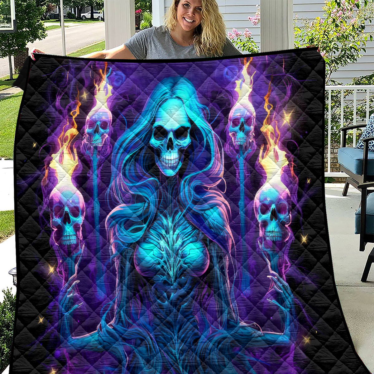 Witch Skull Quilt Wake Up Beasuty I't Time To Beast