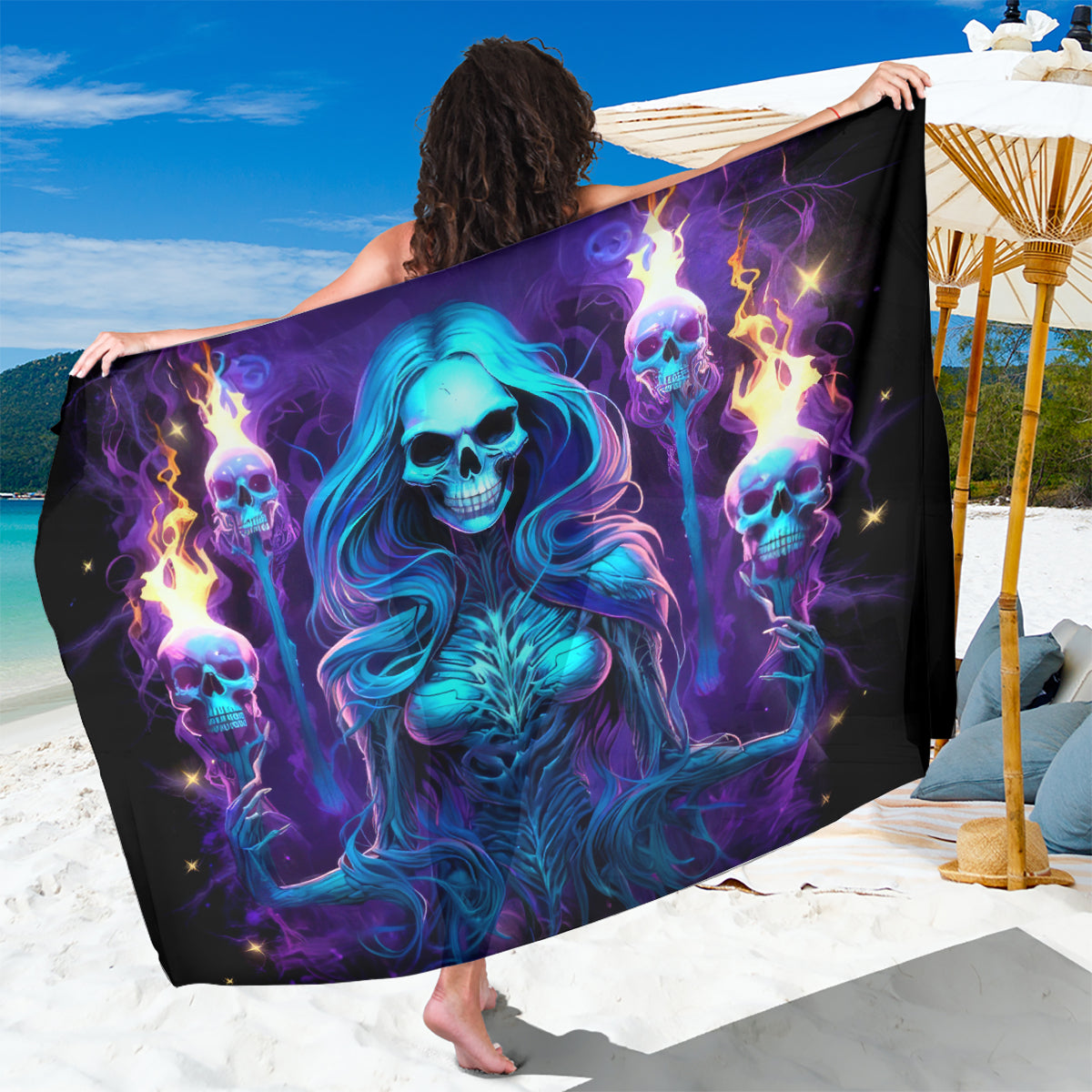 Witch Skull Sarong Wake Up Beasuty I't Time To Beast - Wonder Print Shop