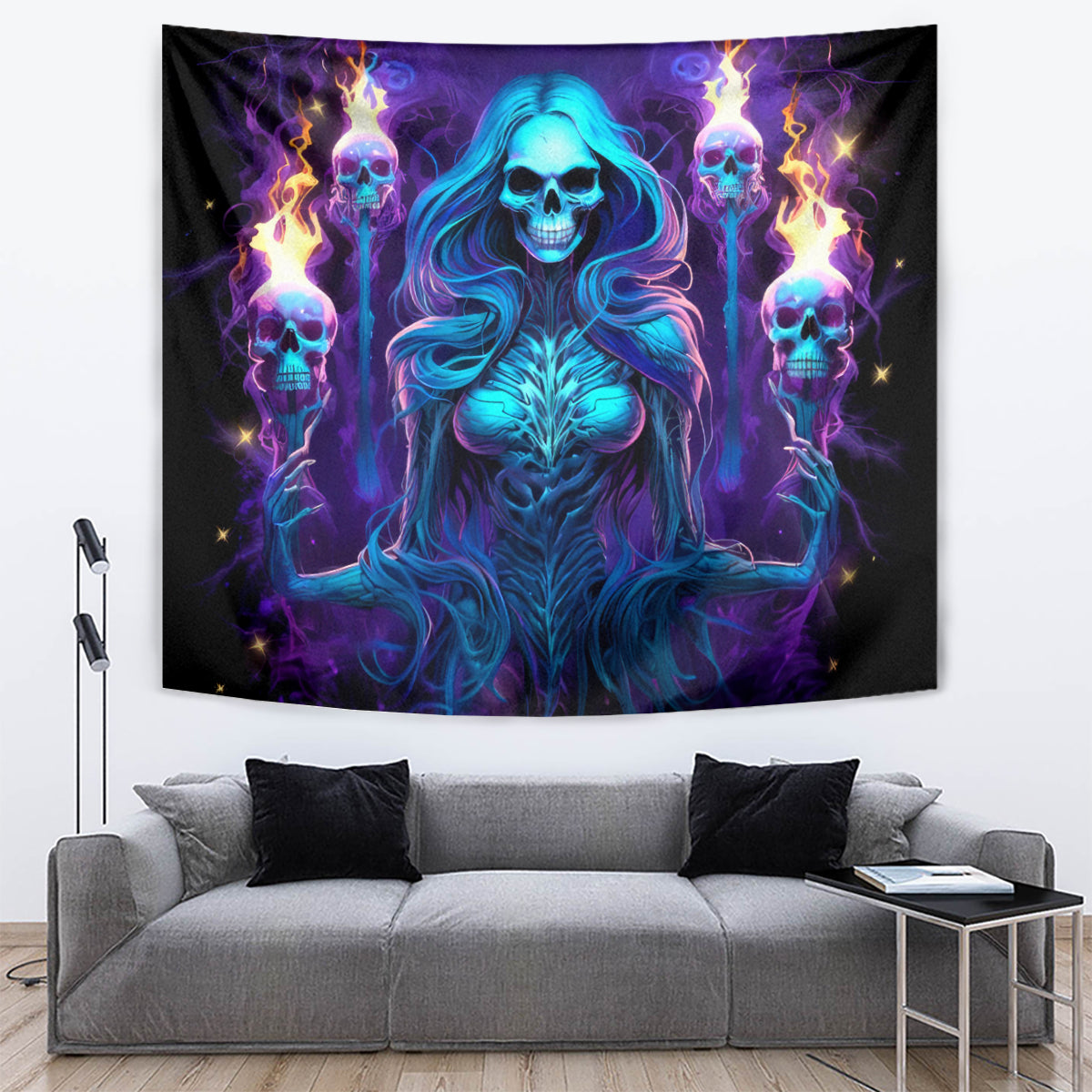 Witch Skull Tapestry Wake Up Beasuty I't Time To Beast