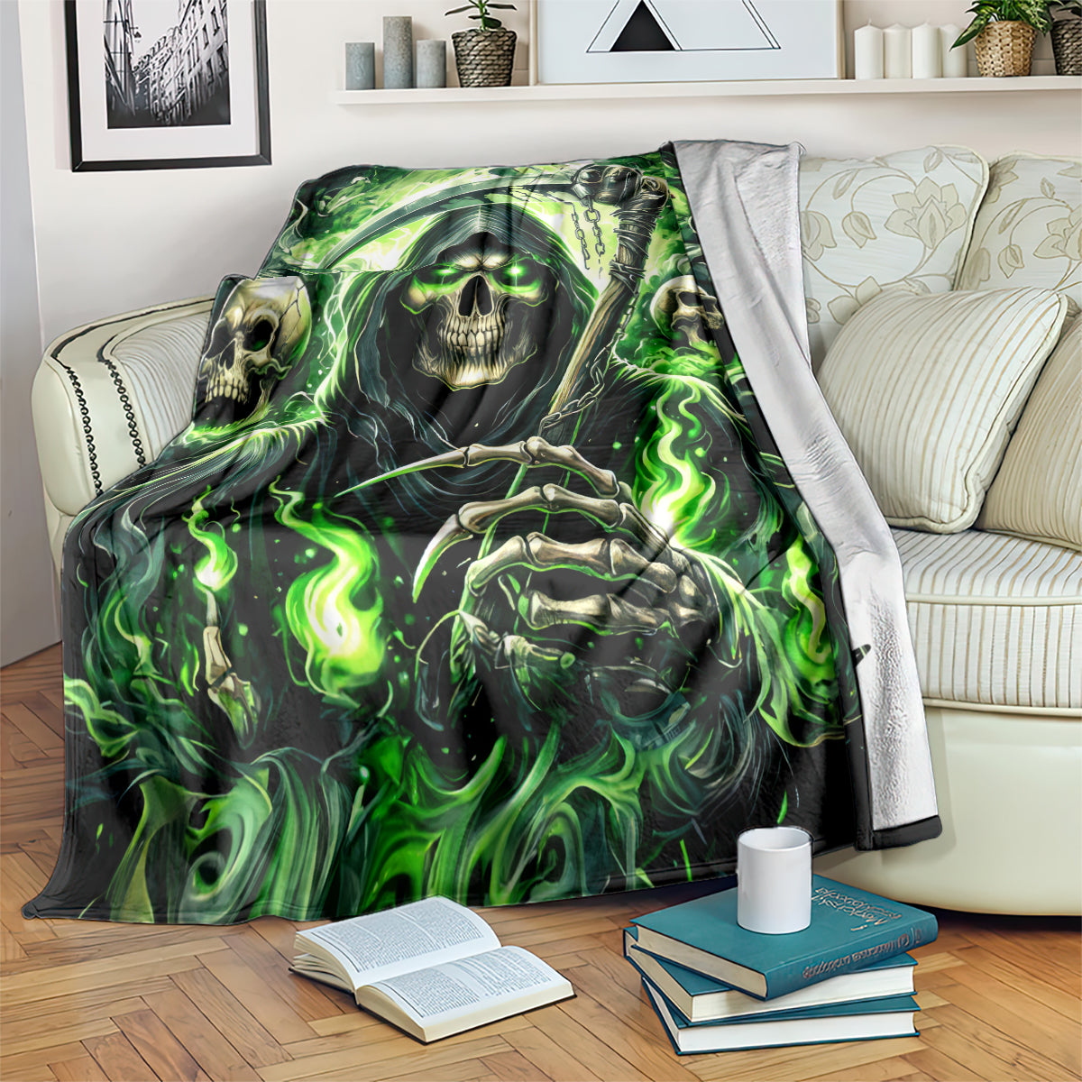 Flame Reaper Skull Blanket I'm Not Anti Social I'm Just Not User Friendly