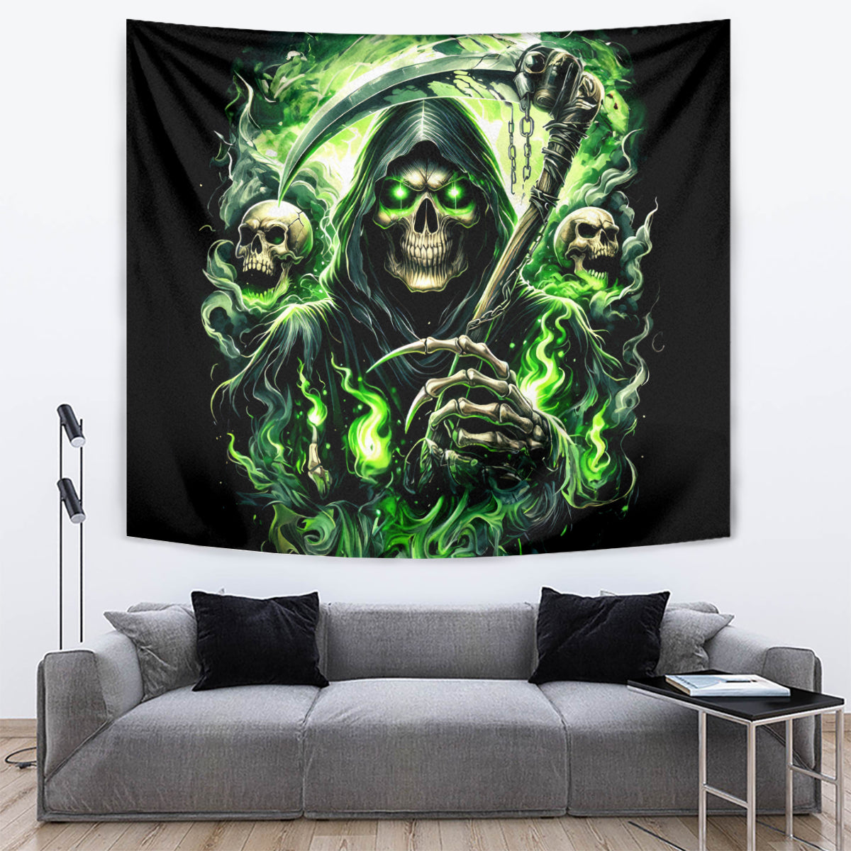 Flame Reaper Skull Tapestry I'm Not Anti Social I'm Just Not User Friendly