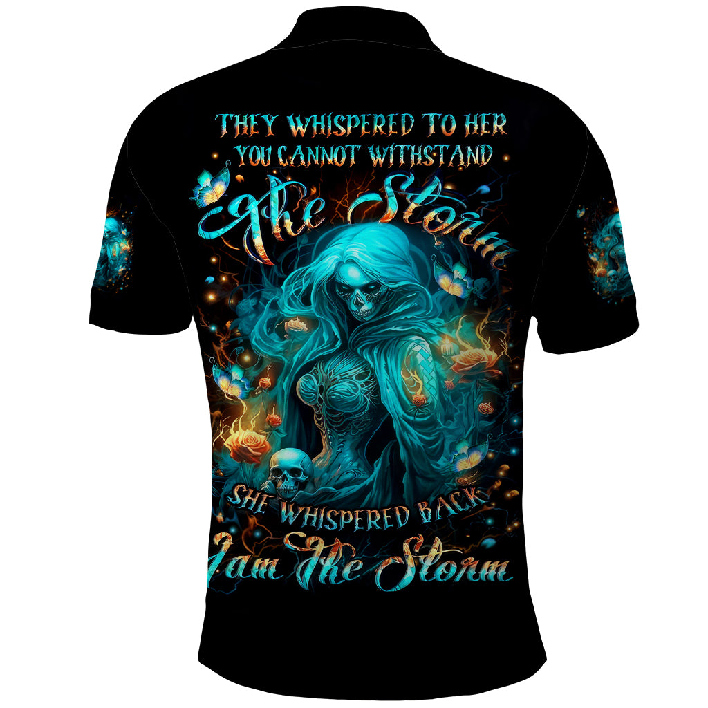 Witch Skull Polo Shirt She Whispered Back Iam The Storm - Wonder Print Shop