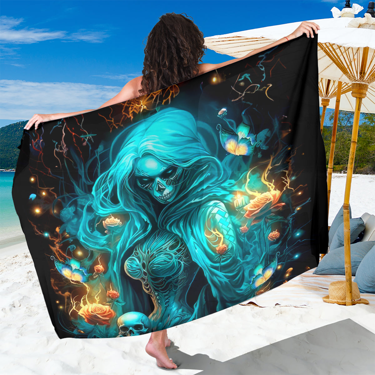 Witch Skull Sarong She Whispered Back Iam The Storm - Wonder Print Shop