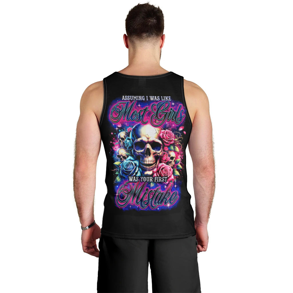 Rose Skull Men Tank Top Assuming I Was Like Most Girls Was Your First Mistake - Wonder Print Shop