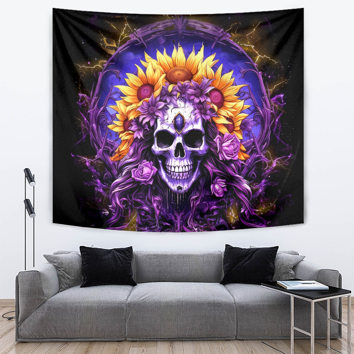 Sunflower Skull Tapestry She Is Sunshine Mixed With A Little Hurricane