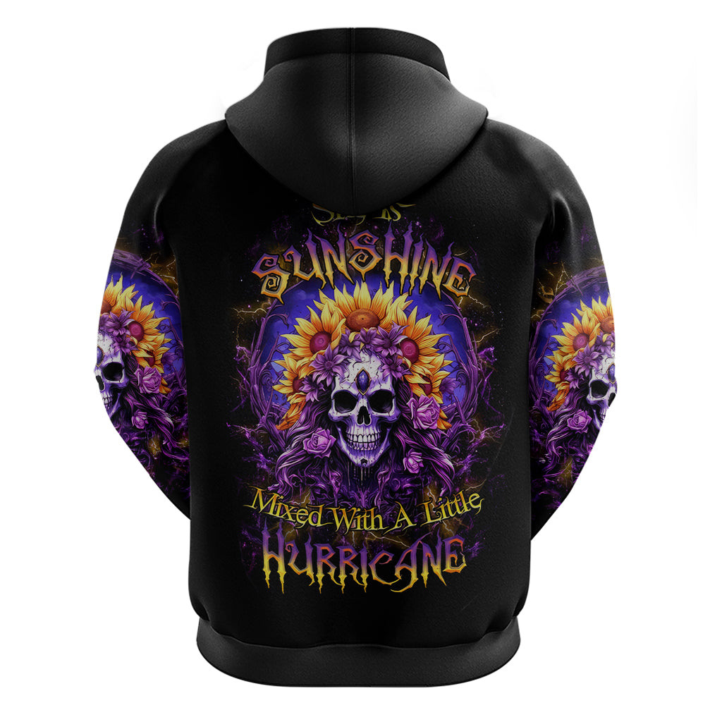 Sunflower Skull Zip Hoodie She Is Sunshine Mixed With A Little Hurricane - Wonder Print Shop