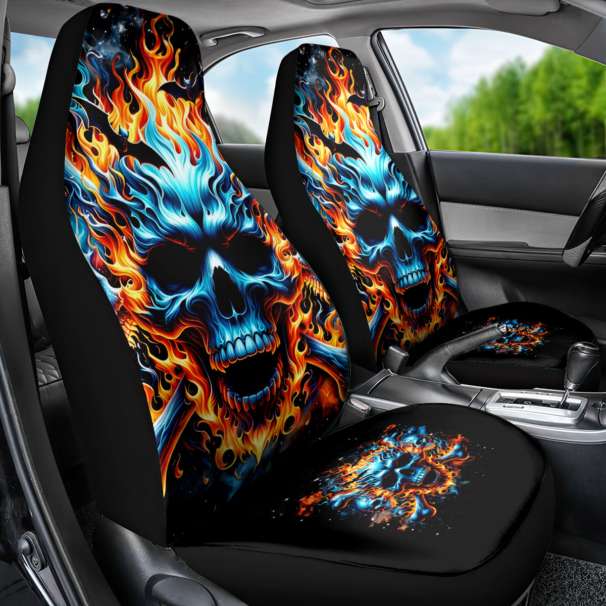 Flame Skull Car Seat Cover When I Was Born The Devil Said Ohh Shit Competition - Wonder Print Shop