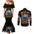 Flame Skull Couples Matching Mermaid Dress and Long Sleeve Button Shirt When I Was Born The Devil Said Ohh Shit Competition