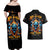 Flame Skull Couples Matching Off Shoulder Maxi Dress and Hawaiian Shirt When I Was Born The Devil Said Ohh Shit Competition - Wonder Print Shop