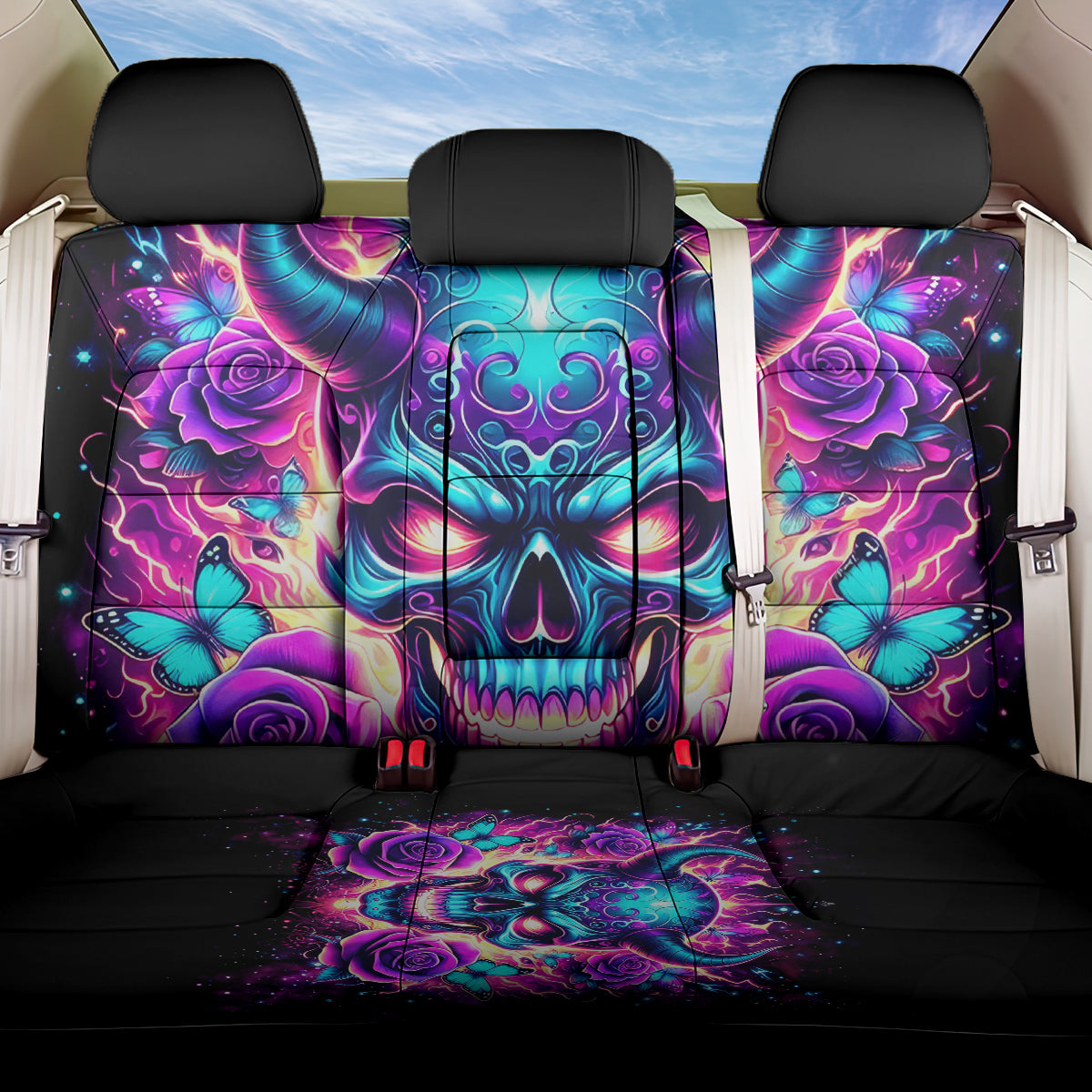 Thunder Skull Back Car Seat Cover Love Me Like My Demons Do - Wonder Print Shop