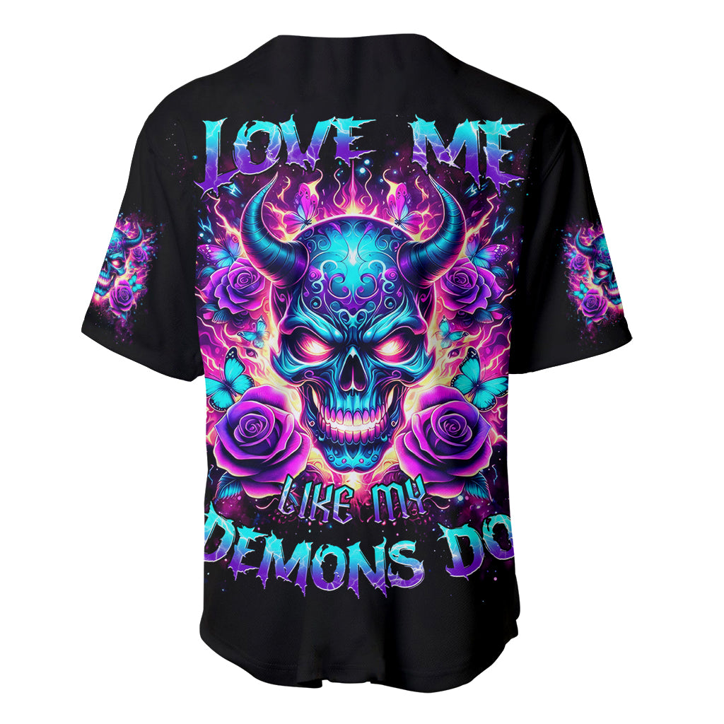 Thunder Skull Baseball Jersey Love Me Like My Demons Do - Wonder Print Shop