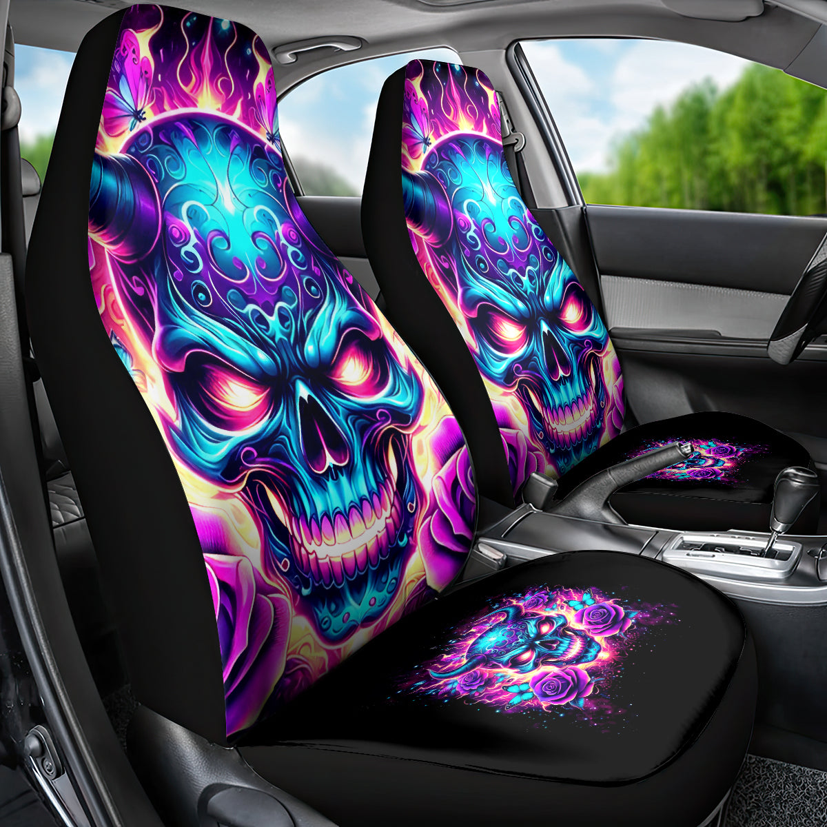 Thunder Skull Car Seat Cover Love Me Like My Demons Do - Wonder Print Shop