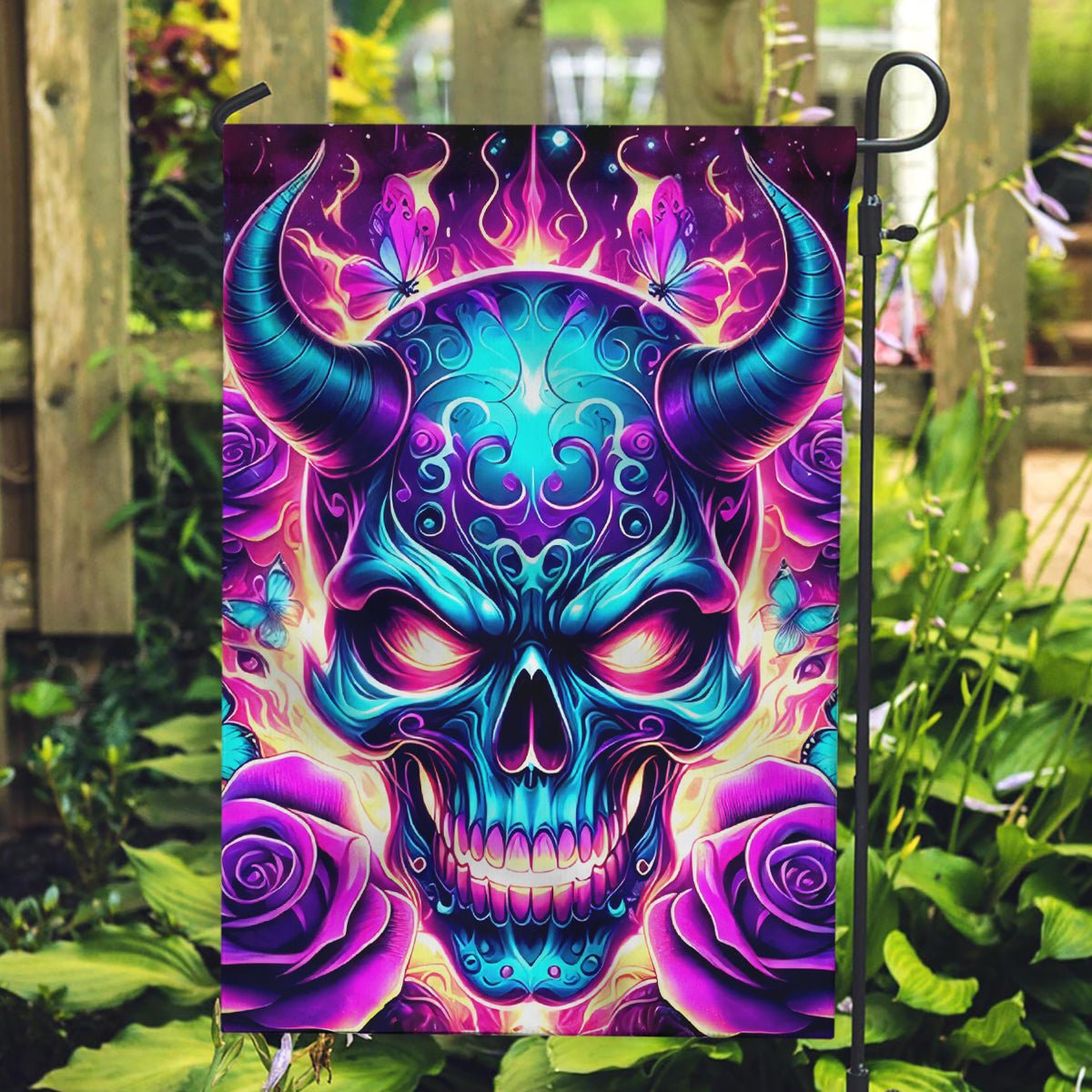 Thunder Skull Garden Flag Love Me Like My Demons Do - Wonder Print Shop