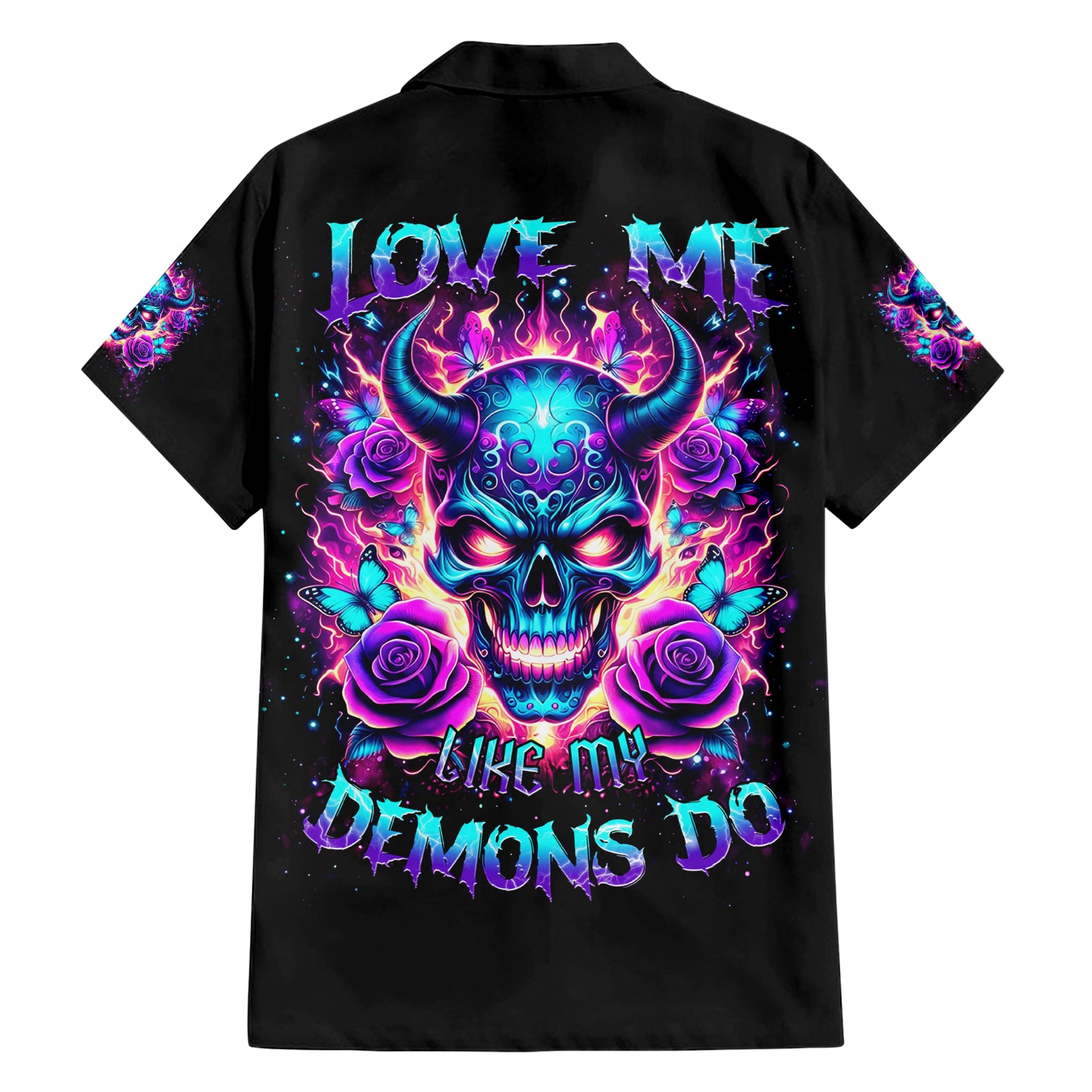 Thunder Skull Hawaiian Shirt Love Me Like My Demons Do - Wonder Print Shop