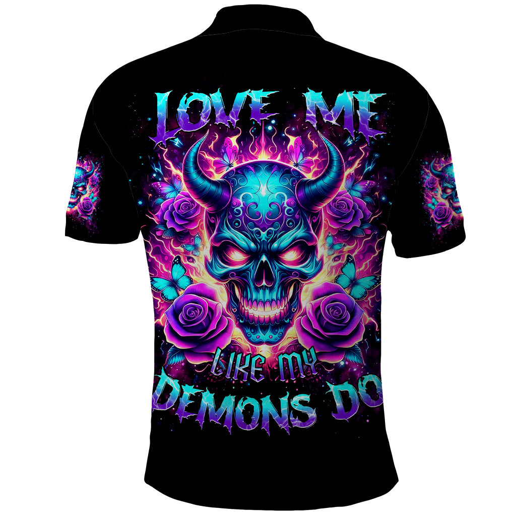 Thunder Skull Polo Shirt Love Me Like My Demons Do - Wonder Print Shop